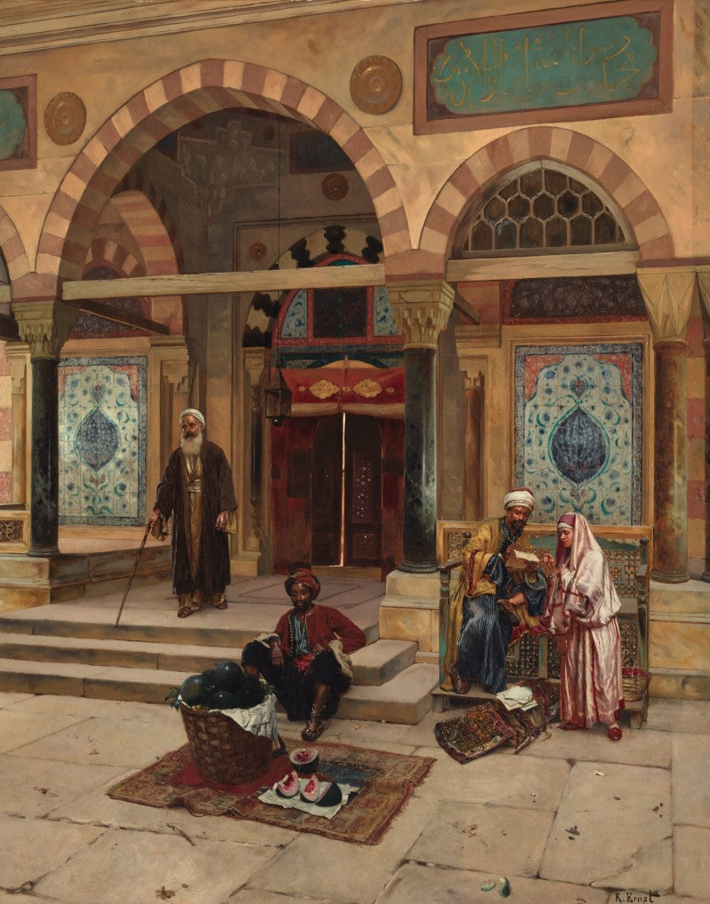 Rudolf Ernst Outside the Mosque 1890 Fine Art Print