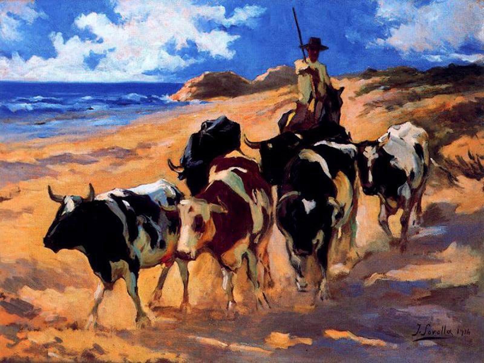 Joaquín Sorolla Oxen at the Beach 1916 Fine Art Print