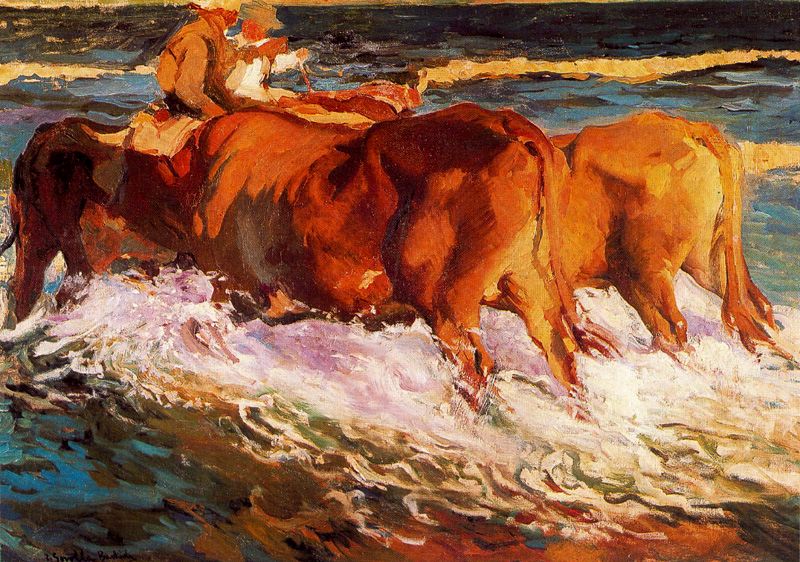 Joaquín Sorolla Oxen in the Sea, study for “Sun of Afternoon” 1903 Fine Art Print