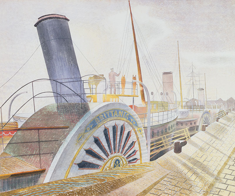 Eric Ravilious Paddle steamer Britannie - Bristol Quay 1938 Fine Art Print