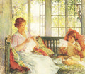Willard Metcalf Painting My Wife and Daughter 1918 Fine Art Print