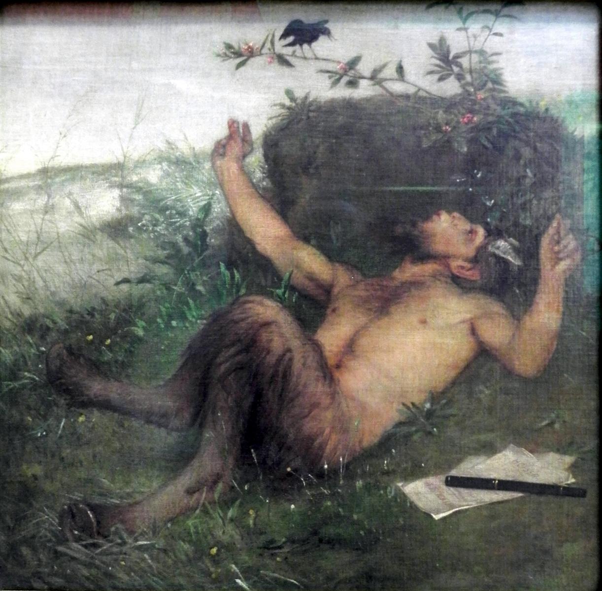 Arnold Böcklin Pan Whistling at a Blackbird 1863 Fine Art Print