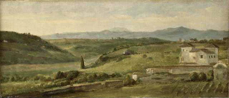 George Frederick Watts Panoramic Landscape with a Farmhouse 1845 Fine Art Print