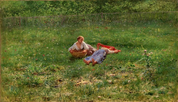 Pasquale Celommi Riposo Nei Campi 1899 Fine Art Print
