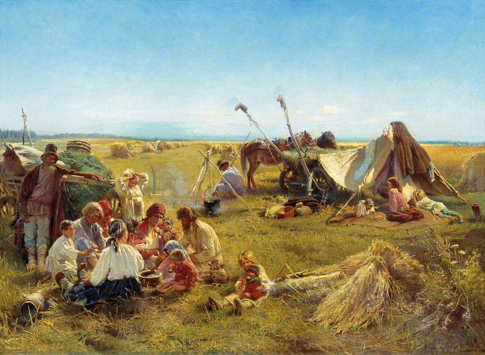 Konstantin Makovsky Peasant Dinner during Harvesting 1871 Fine Art Print