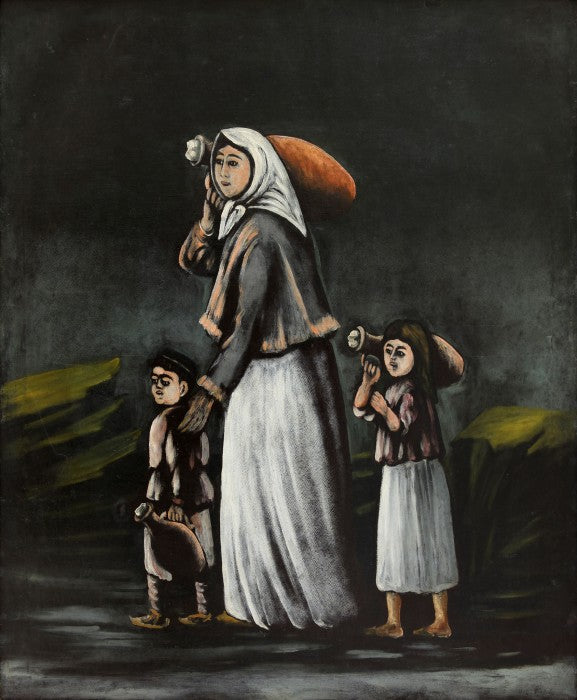 Niko Pirosmani Peasant Woman with Children Goes for Water 1910 Fine Art Print