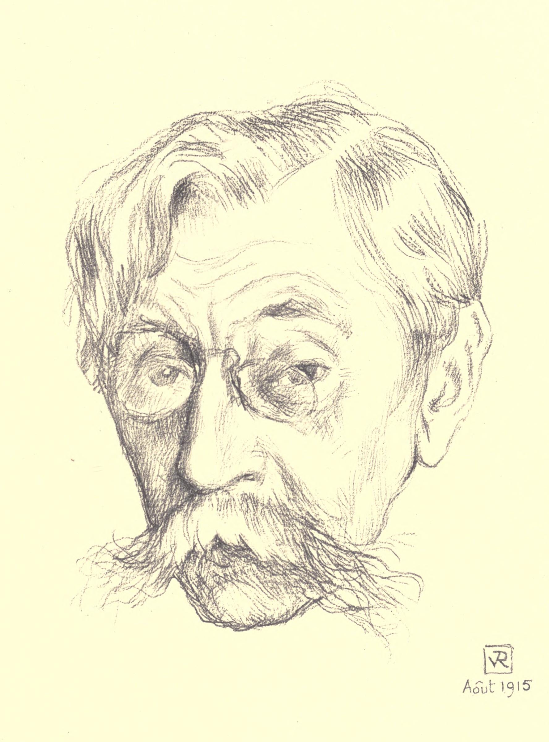 Theo van Rysselberghe Pencil Sketch of the Head of Belgian Poet Émile Verhaeren 1915 Fine Art Print