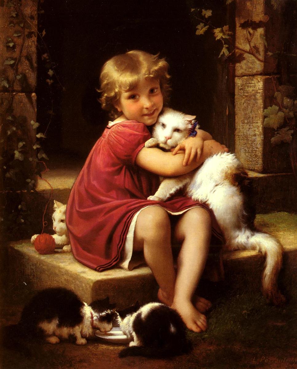 Léon Bazile Perrault Her Favourite Pet 1867 Fine Art Print