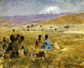 Edwin Lord Weeks Persians Lunching on the Grass, Mt. Ararat in the Distance 1891 Fine Art Print