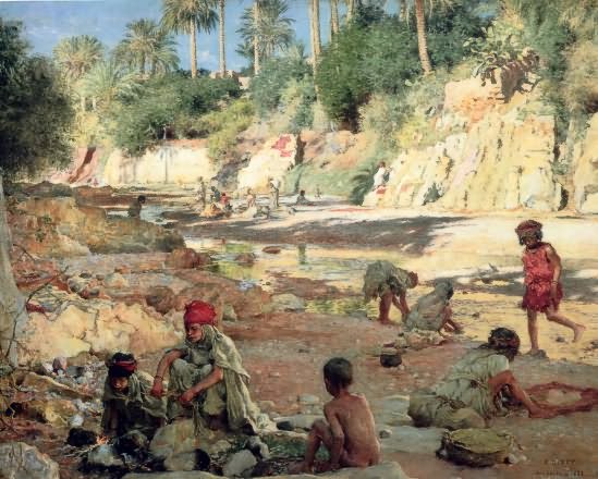 Nasreddine Dinet Small Washers In The Wadi 1888 Fine Art Print