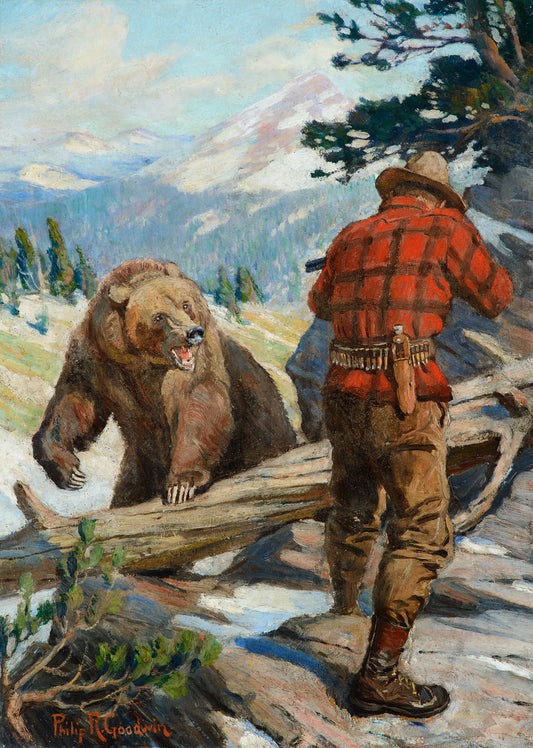 {{ product_title }} Fine Art Print | {{ product_vendor }} Jakero77 Philip Russell Goodwin A Hair Breadth Escape 1903 Bear Fine Art Print Art Print  Jakero77