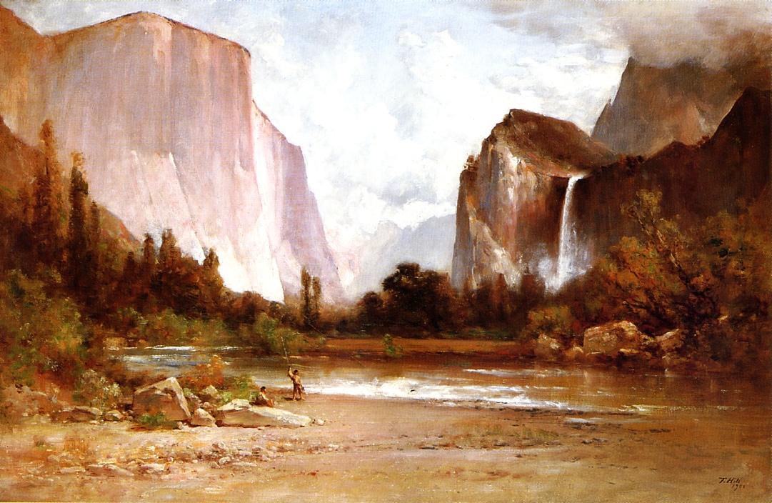 Thomas Hill Piute Indians Fishing in Yosemite 1900 Fine Art Print