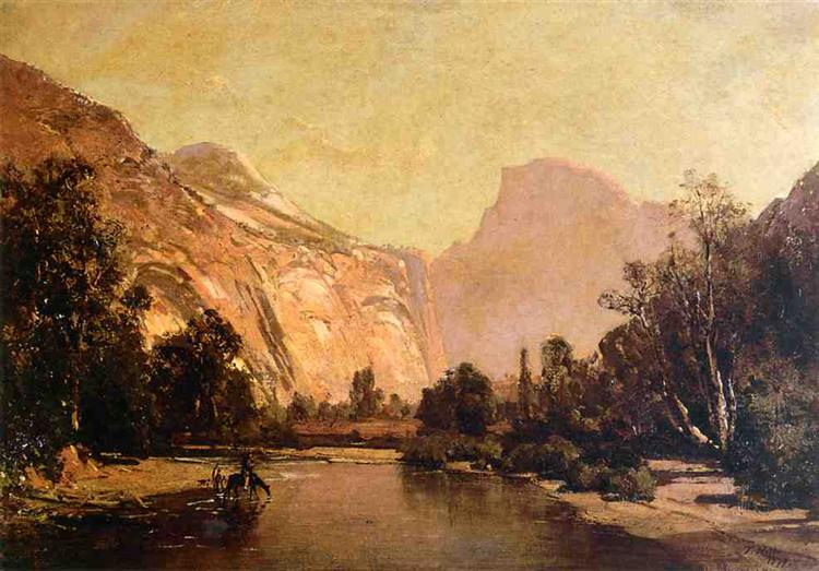 Thomas Hill Piute Indians, Royal Arches and Domes, Yosemite Valley 1879 Fine Art Print