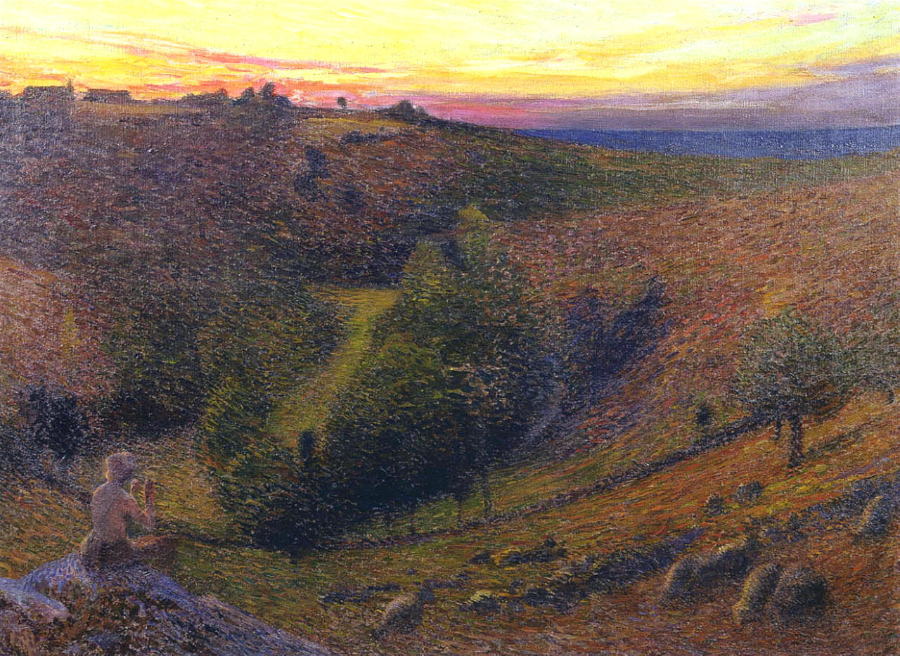 Henri Martin Playing Pipes to the Setting Sun 1898 Fine Art Print