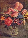 Ilya Mashkov Poppies, Roses, Cornflowers and other Flowers in a Glass Vase 1939 Fine Art Print
