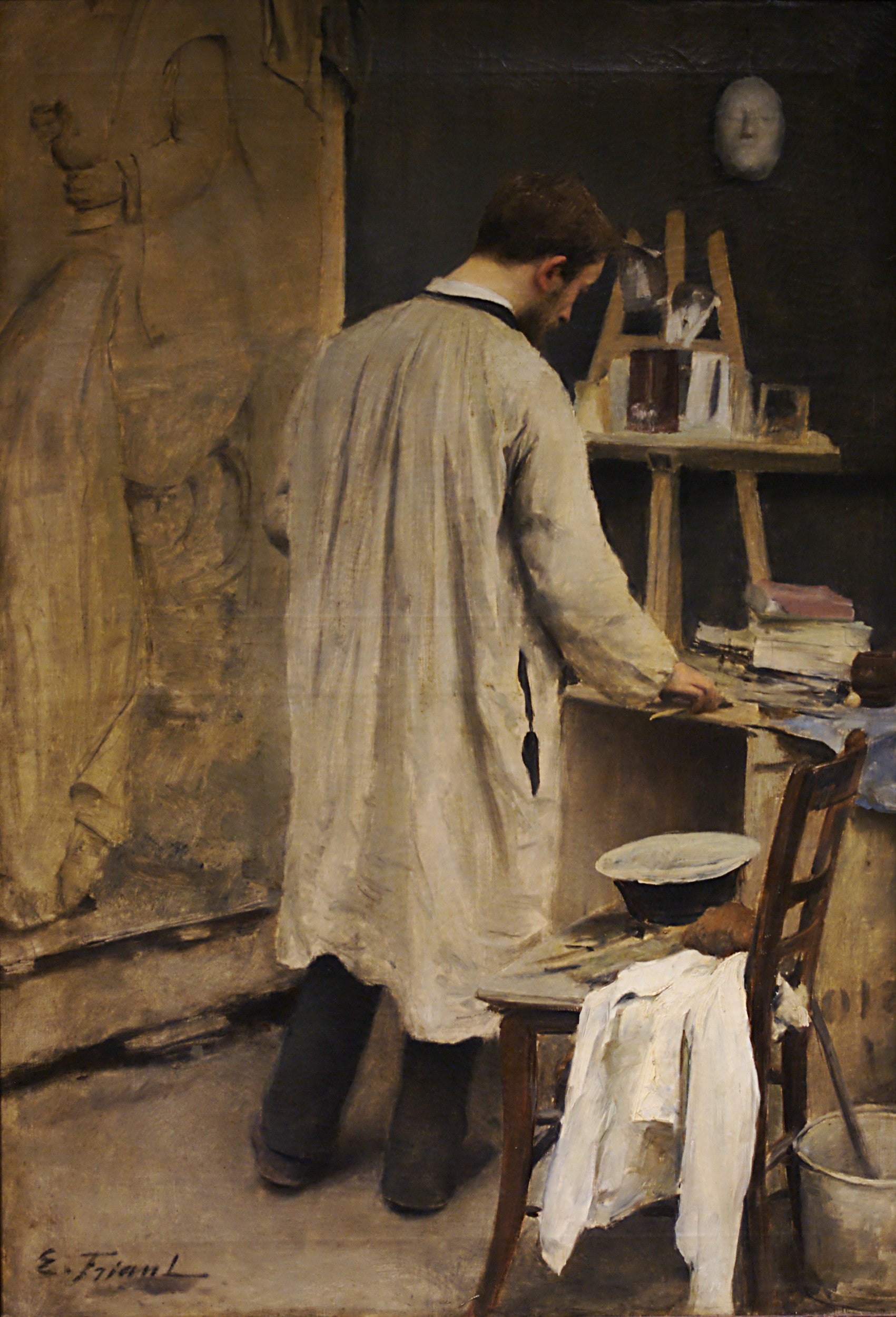 Émile Friant The Sculptor Bussière in his workshop 1884 Fine Art Print