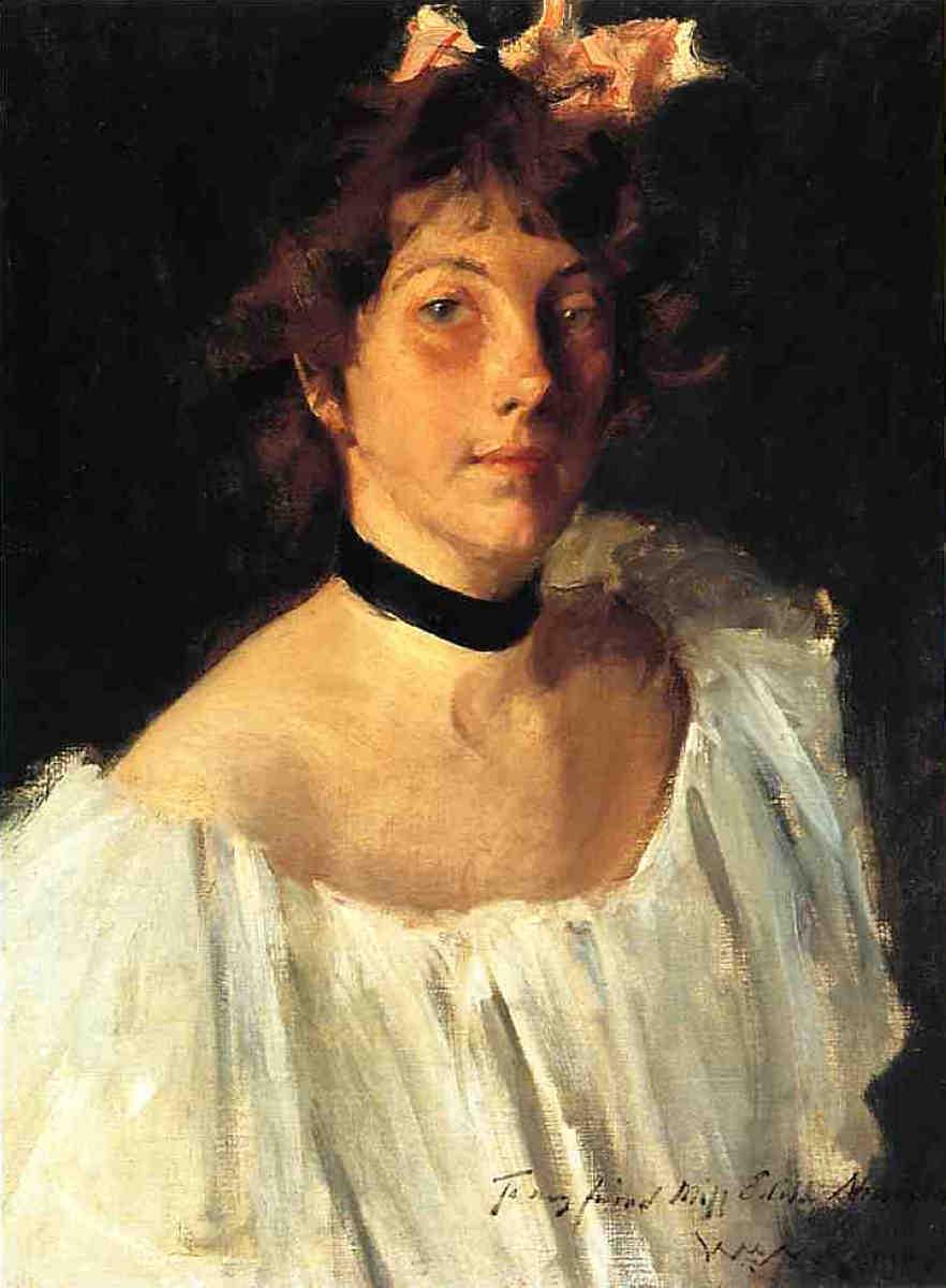 William Merritt Chase Portrait of a Lady in a White Dress (aka Miss Edith Newbold) 1892 Fine Art Print