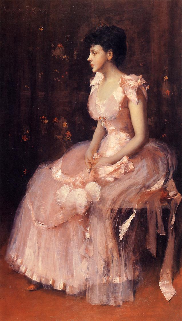 William Merritt Chase Portrait of a Lady in Pink (aka Lady in Pink Portrait of Mrs. Leslie Cotton) 1888-1889 Fine Art Print