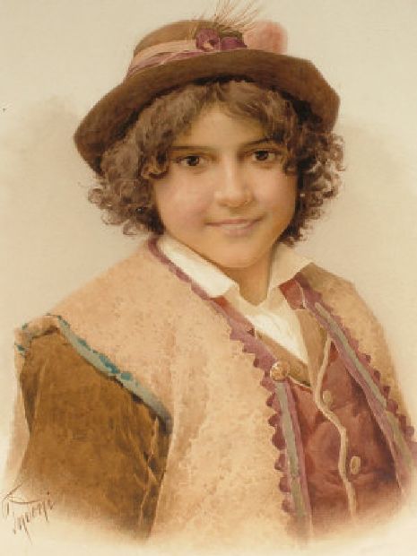 Filippo Indoni Portrait of a peasant Boy 1893 Fine Art Print