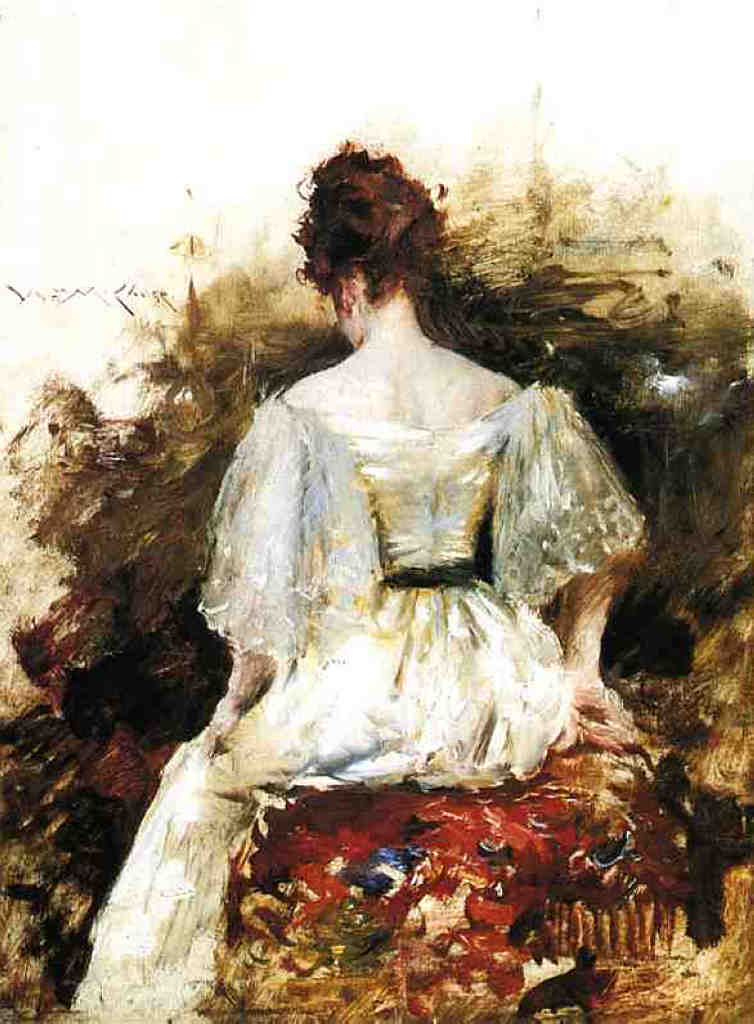 William Merritt Chase Portrait of a Woman - The White Dress 1888-1890 Fine Art Print