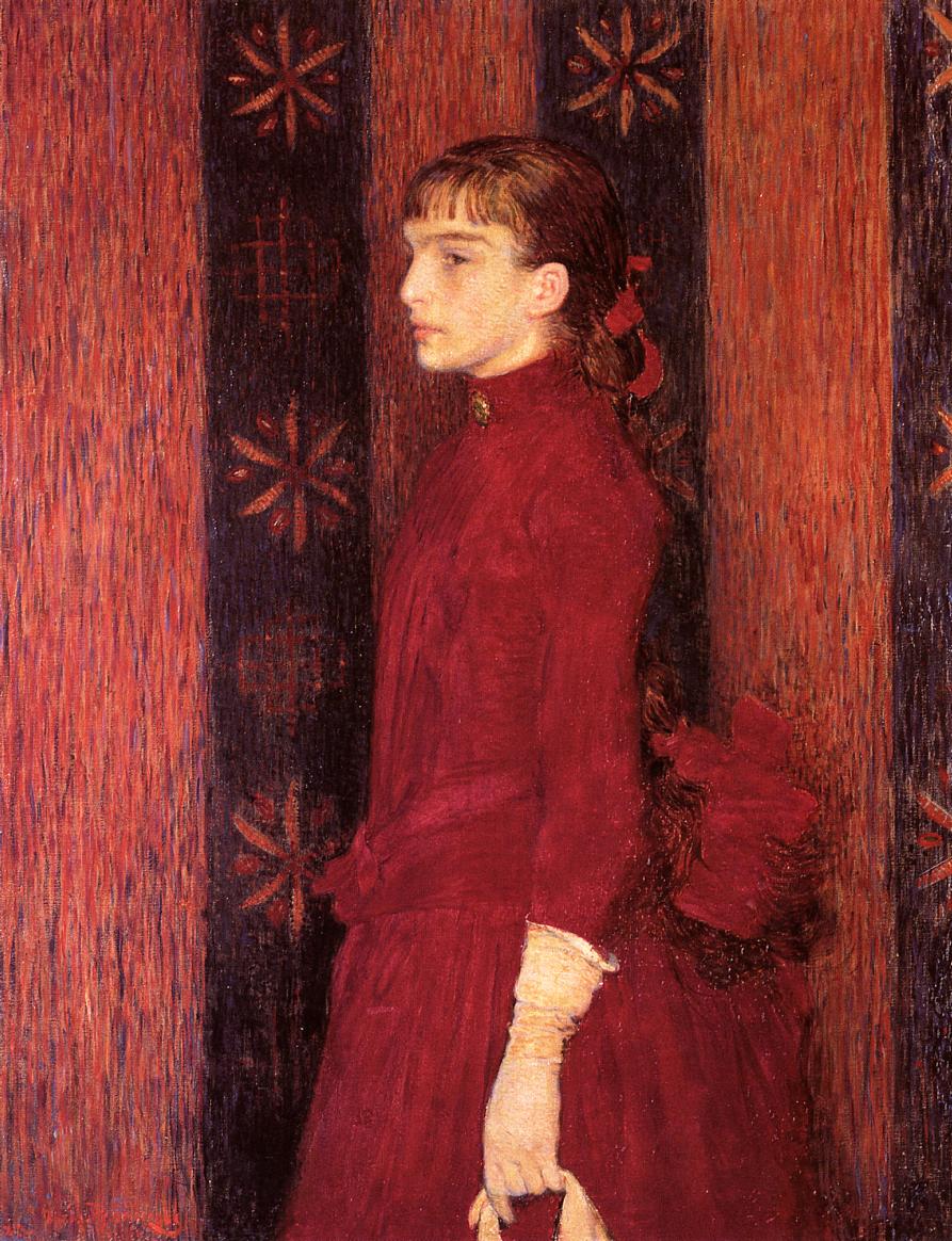 Theo van Rysselberghe Portrait of a Young Girl in Red 1887 Fine Art Print