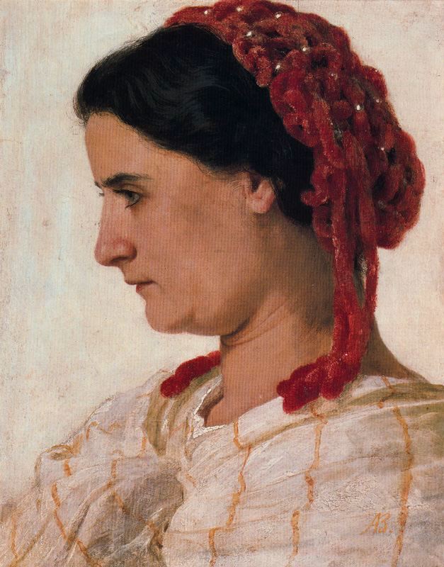 Arnold Böcklin Portrait of Angela Böcklin in Red Fishnet 1863 Fine Art Print