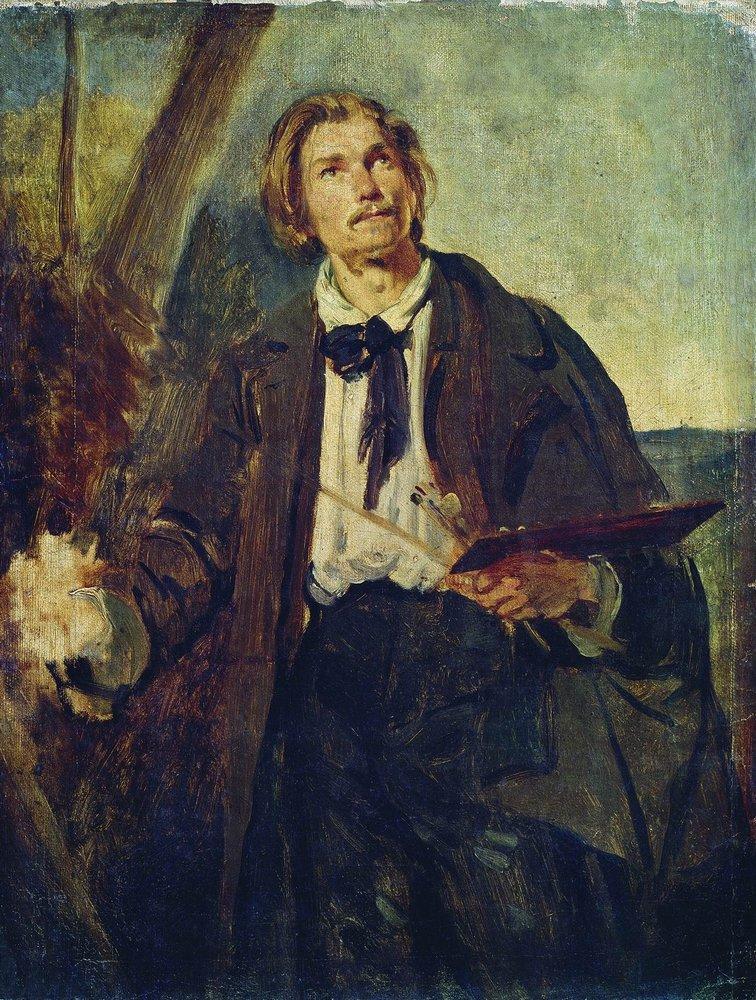 Konstantin Makovsky Portrait of Artist Alexander Popov 1850 Fine Art Print