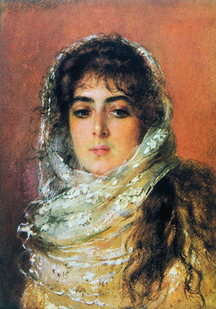 Konstantin Makovsky Portrait of Artist's Wife 1887 Fine Art Print