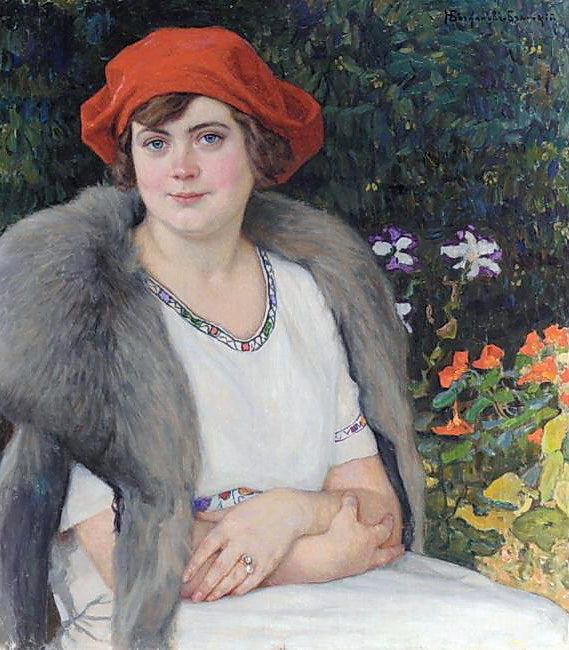 Nikolay Bogdanov Belsky Portrait of Artist's Wife 1915 Fine Art Print