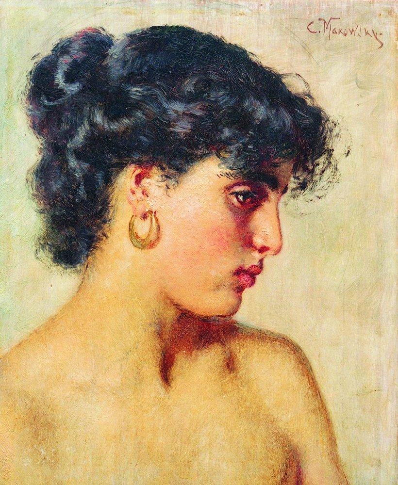 Konstantin Makovsky Portrait of Dark-Haired Beauty 1880 Fine Art Print