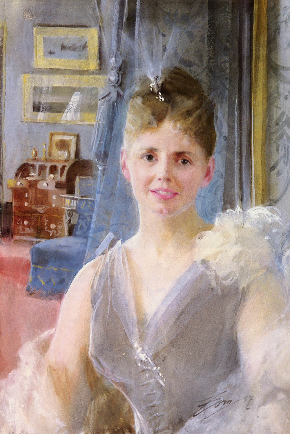 Anders Zorn Portrait Of Edith Palgrave Edward In Her London Residence 1887 Fine Art Print