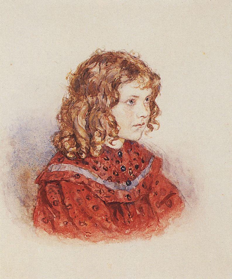 Vasily Surikov Portrait of Girl with Red Dress 1894 Fine Art Print