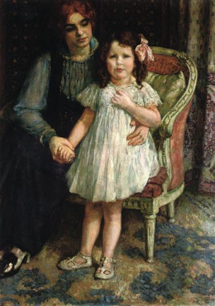 Theo van Rysselberghe Portrait of Madame Goldner Max and Her Daughter Juliette 1915 Fine Art Print