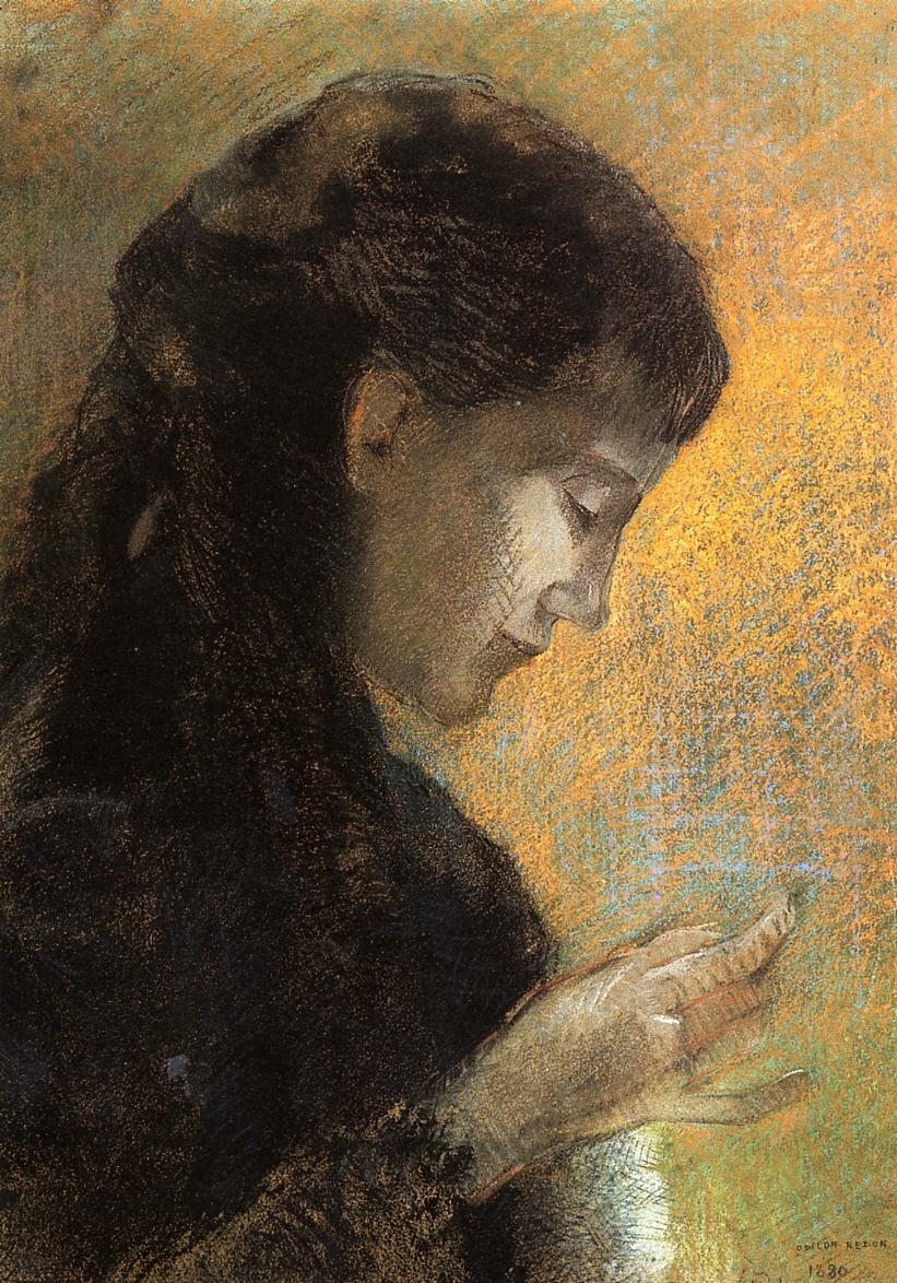 Odilon Redon Portrait of Madame Redon Embroidering 1880 Fine Art Print