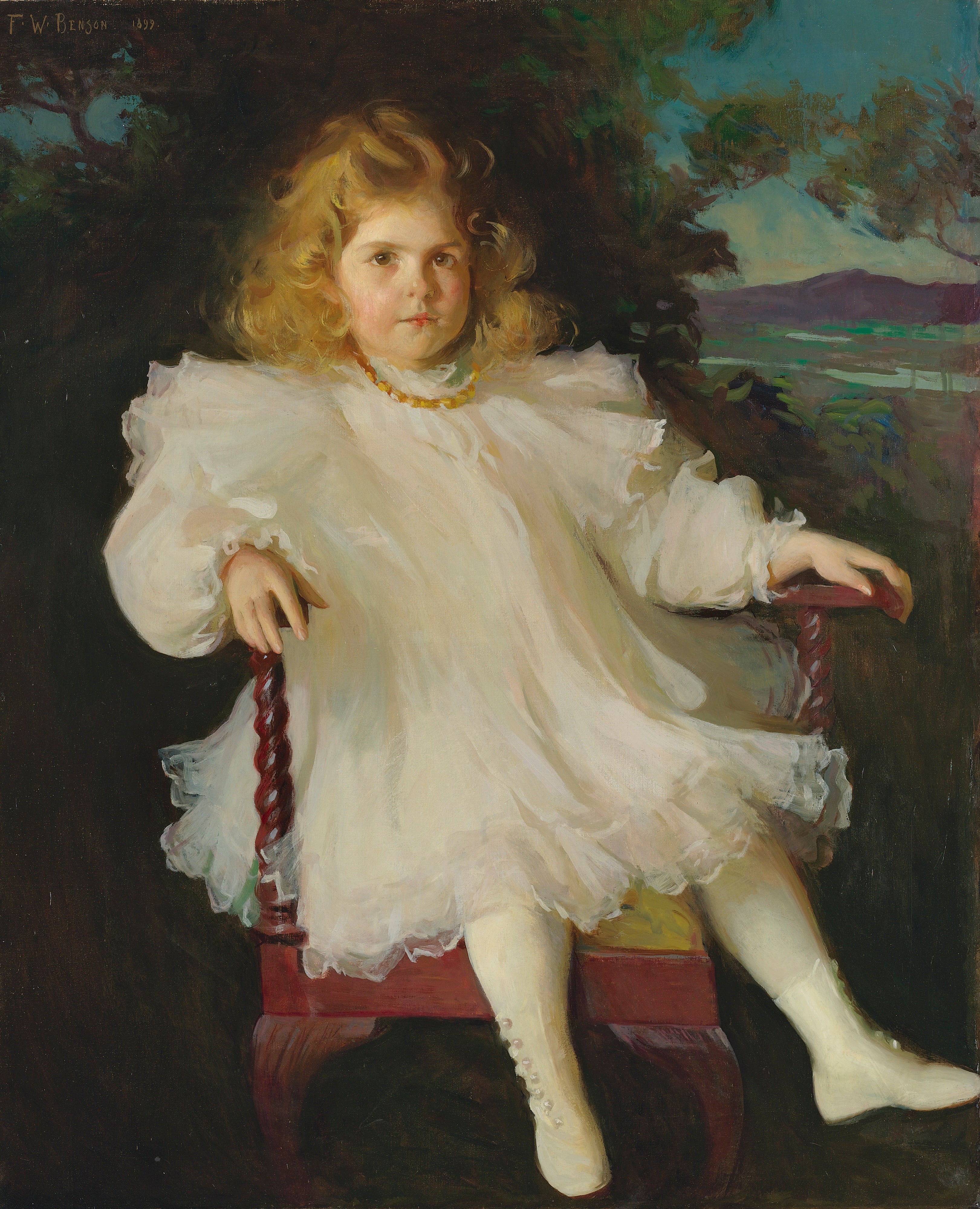 Frank W. Benson Portrait of Marjorie Coldwell Westinghouse 1899 Fine Art Print
