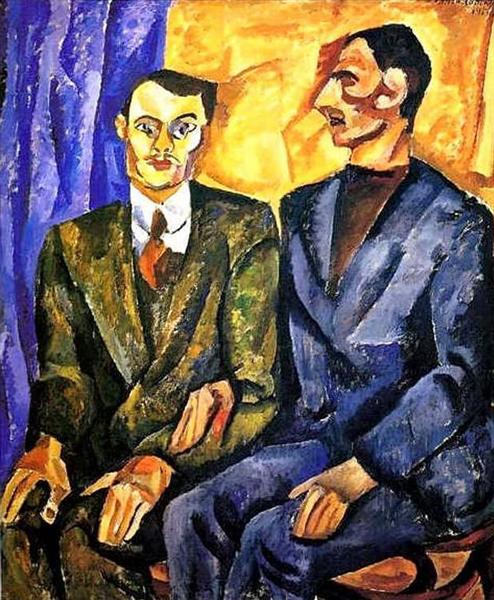 Pyotr Konchalovsky Portrait of P. Denike (Yuriev)and A. Pokrovsky 1913 Fine Art Print