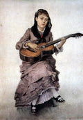 Vasily Surikov Portrait of Princess S. A. Kropotkina with Guitar 1882 Fine Art Print