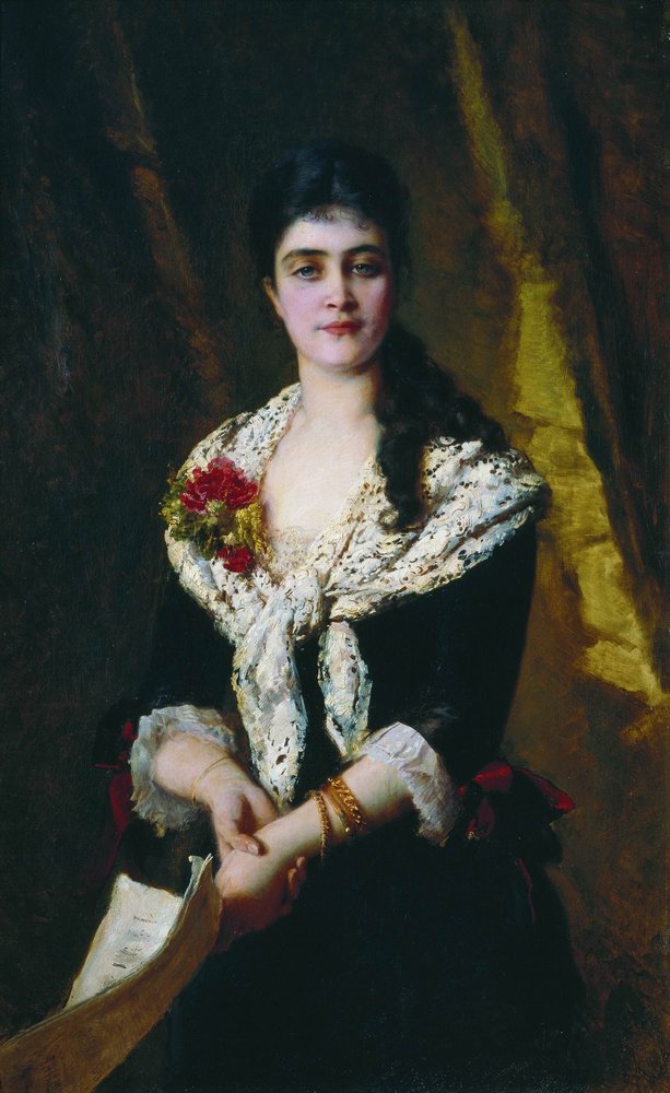 Konstantin Makovsky Portrait of Russian Opera Singer Sandra Panaeva 1889 Fine Art Print