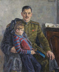 Pyotr Konchalovsky Portrait of Sergei Vladimirovich Mikhalkov with His Son 1943 Fine Art Print
