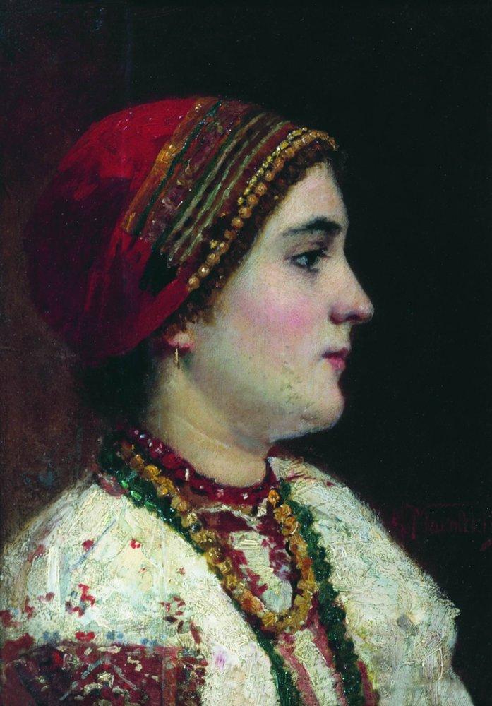 Konstantin Makovsky Portrait of the Girl in a Ukrainian Dress 1884 Fine Art Print