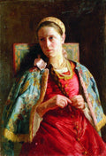 Konstantin Makovsky Portrait of the Young Lady in Russian Costume 1880 Fine Art Print