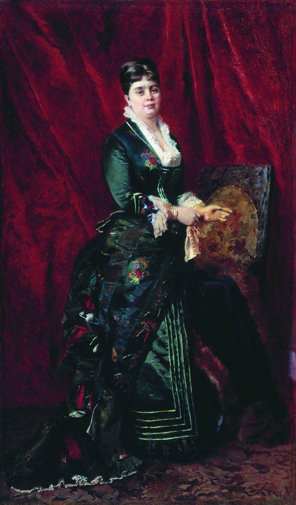 Konstantin Makovsky Portrait of the Young Lady with Green Dress 1879 Fine Art Print