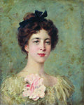 Konstantin Makovsky Portrait of the Young Lady with Pink Bow 1880 Fine Art Print