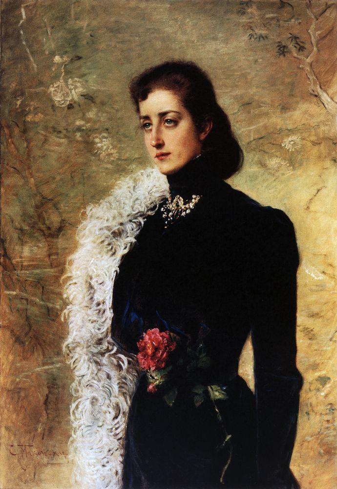 Konstantin Makovsky Portrait of V.Bahrushina 1900 Fine Art Print