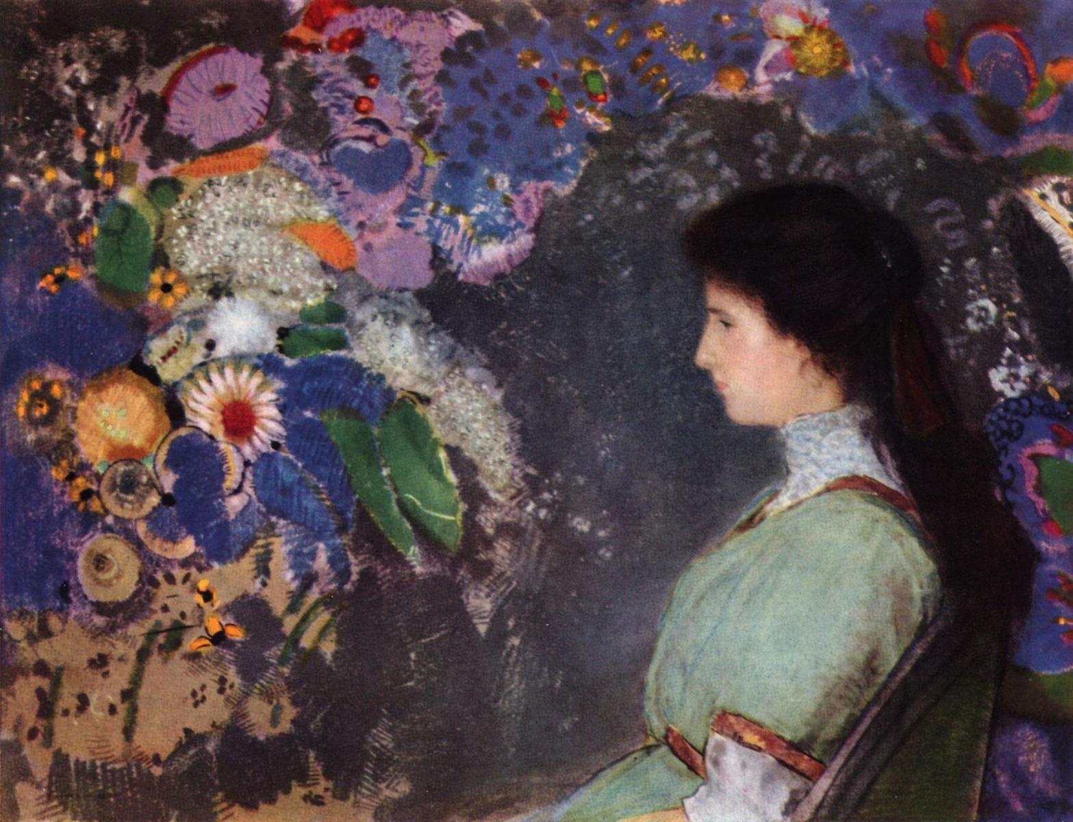 Odilon Redon Portrait of Violette Heymann 1910 Fine Art Print