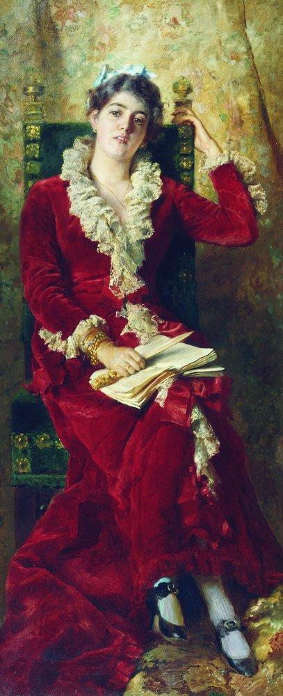 Konstantin Makovsky Portrait of Y.Makovskaya 1881 Fine Art Print
