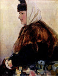 Vasily Surikov Portrait of Young Woman in Fur Coat with Muff 1890 Fine Art Print