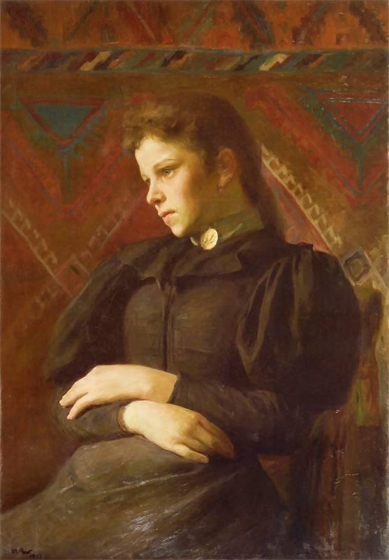 Wojciech Weiss Portrait Of The Girl In The Navy-Blue Dress 1895 Fine Art Print
