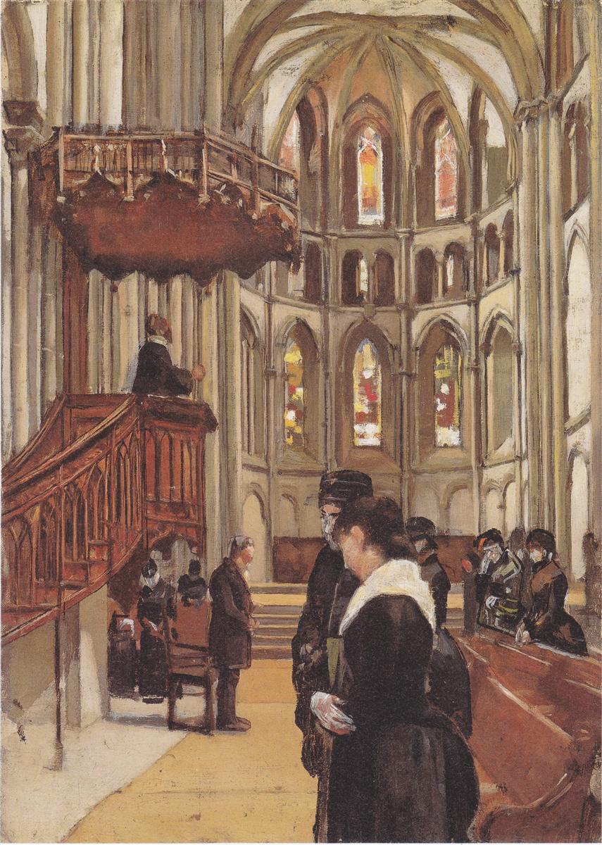 Ferdinand Hodler Prayer in the Saint Pierre Cathedral in Geneva 1882 Fine Art Print
