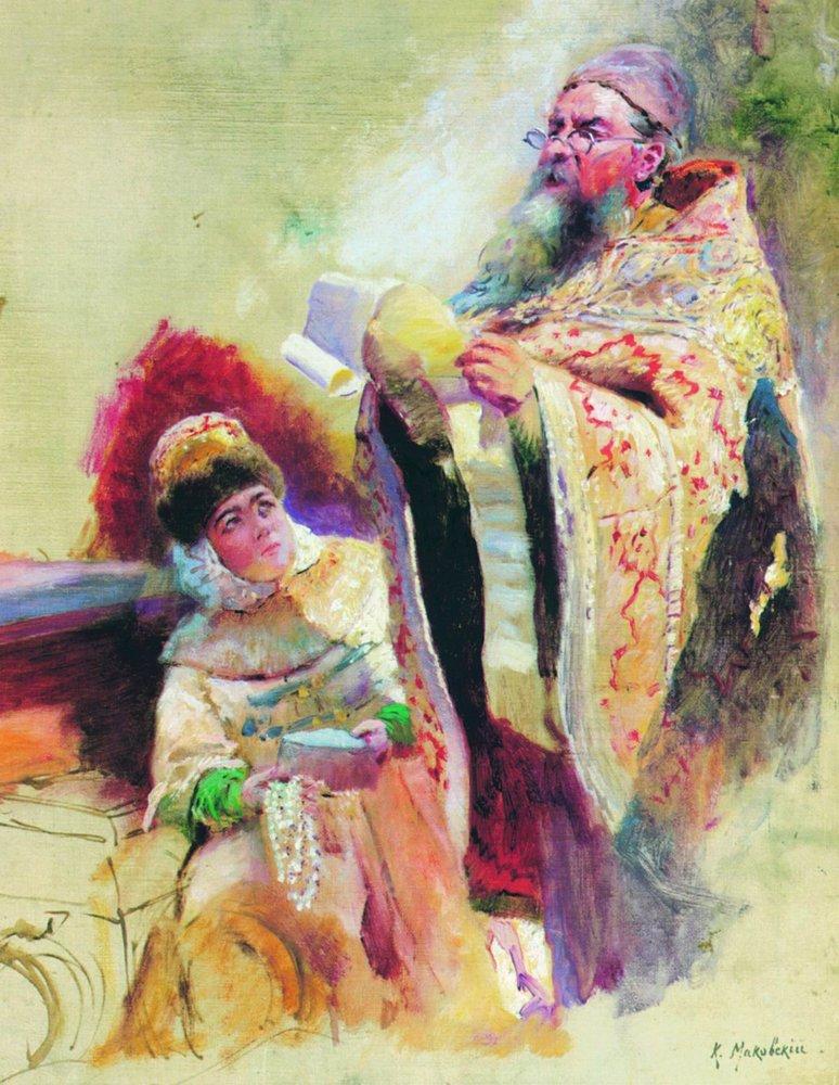 Konstantin Makovsky Priest and Boyarynia 1890 Fine Art Print